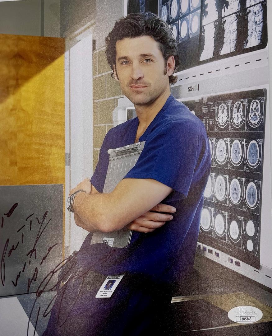 Patrick Dempsey signed 8x10 Inscribed "To Patty" JSA COA